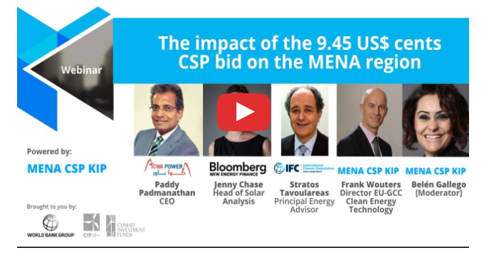 Webinar “Impact Of The 9.45 US$ Cents CSP Offer In The MENA Region” Is Now Online